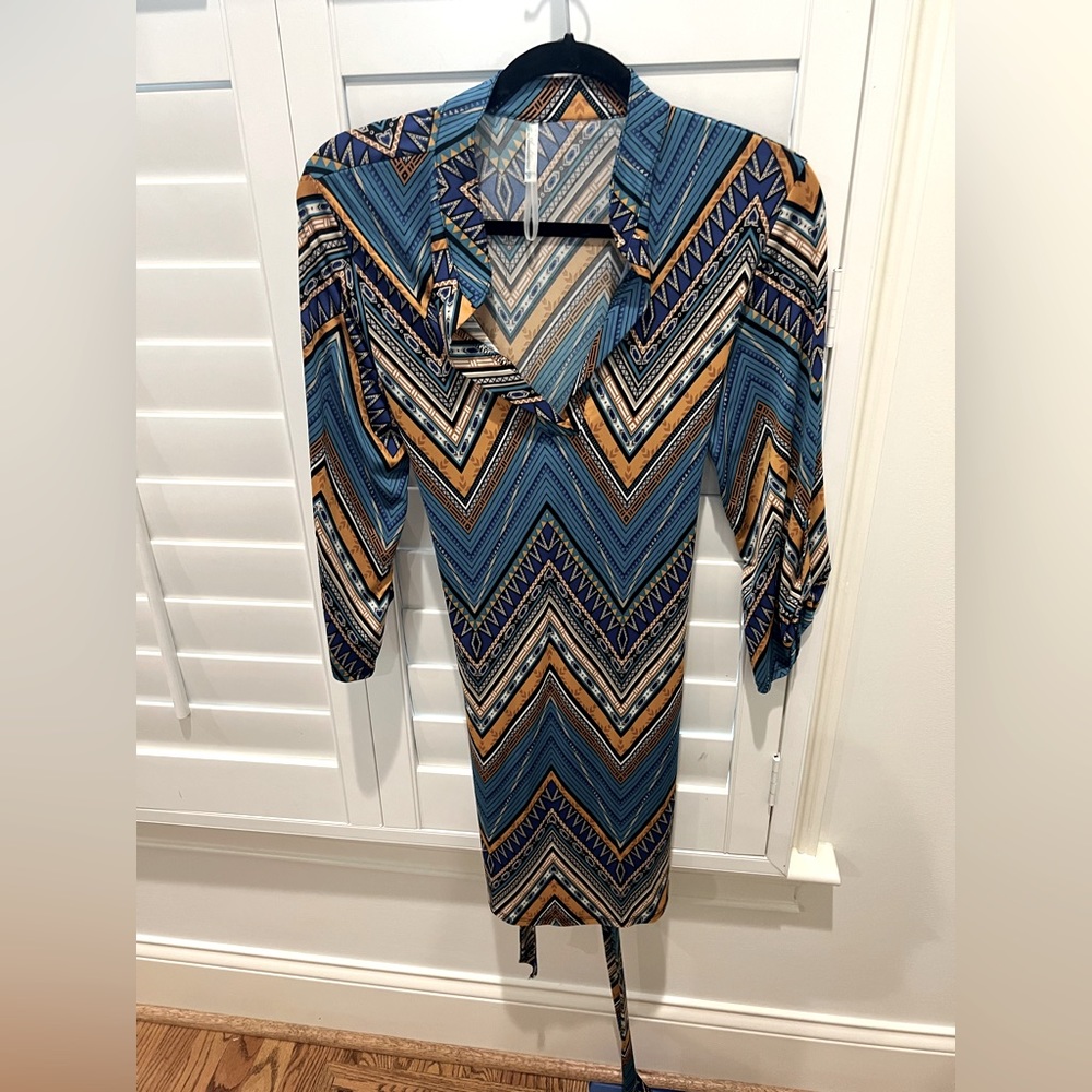 Blue and Gold Silk dress